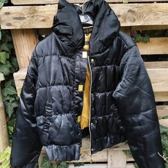 Dámská lesklá zimní teplá bunda černá zlatá Baby Phat XXL