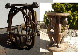 STOLEK VYŘEZÁVANÉ SOŠKY DOMORODCŮ - Tropické dřevo