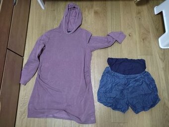 Těhoteské shortky a dlouhá těhotenská mikina 36/38