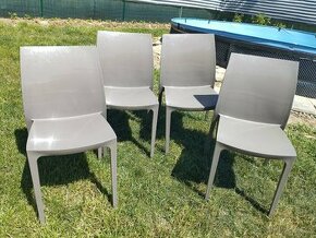 Set 4 ks zahradních židlí šedý plast