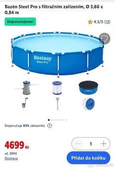 Bazén Bestway Steel Pro 3,66 m – nový, nerozbalený, s přísl.