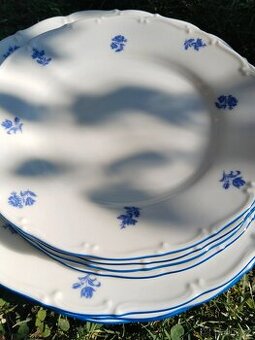 Sada talířů, talíře porcelán - modrá házenka