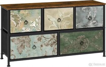 WOLTU SSK005pw Látková komoda s 5 zásuvkami, TV komoda