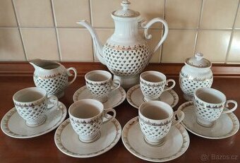 Luxusní prolamovaný čajový servis - Made in D.P.R.K.