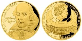 Zlatá půluncová mince William Shakespeare - 2016