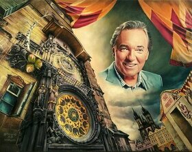 Obrazy + čerstvá unikátní malba - Karel Gott + pražský orloj
