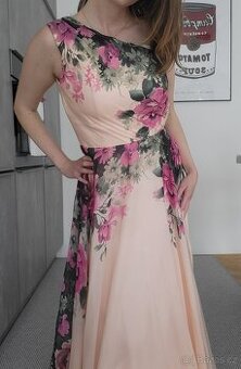 Květinové dlouhé společenské šaty, na výšku 165 cm - 1