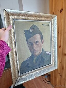 Starý handmade obraz vojáka