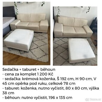 Sedačka + taburet + běhoun