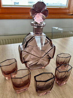 Krásný set, kouřová karafa a skleničky Art Deco