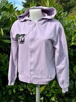 Bavlněná mikina s kapucí, zip, vel.158/164, MTV logo/obrázek