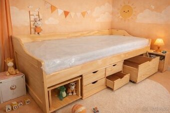 Multifunkční postel z masivního dřeva bílá NOVÁ