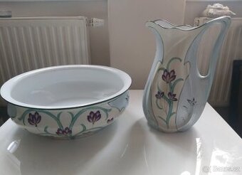 Secesni, ručně malovaná mycí souprava