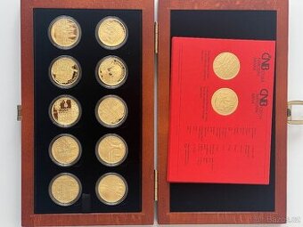 Zlato / sada zlatých mincí čnb Města proof