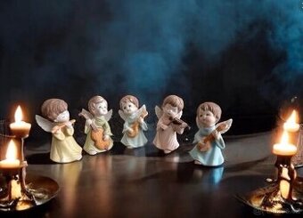 Porcelánové vintage figurky, christmas andělíčci