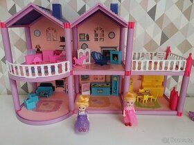 Domeček pro malé panenky, komplet vybavený, s panenkami