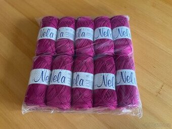 10x 50g háčkovací/ pletací příze Nela (500g)- fialová