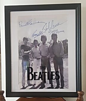 The BEATLES 30x45 plátno tisk, autogramy