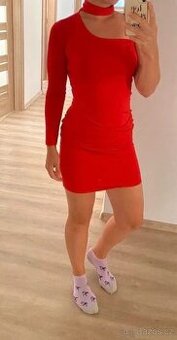 Krásné červené mini šaty velikost XS/S - 1