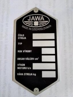 Jawa 555- výrobní štítek