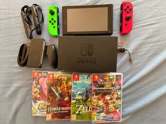Nintendo Switch - originál balení + 200GB SD karta + hry