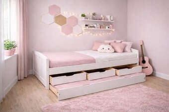 Multifunkční vyvýšená postel z masivu NOVÁ