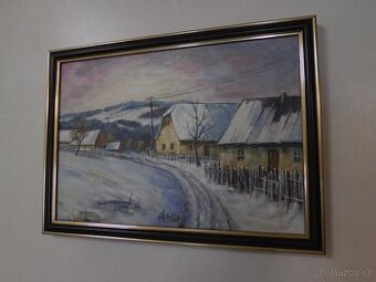 Obraz zima na Kraskově. Signováno
