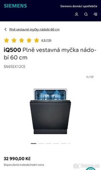 Nová myčka SIEMENS SN65EX12CE - IQ500, A třída
