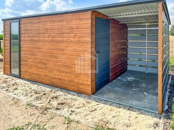 Zahradní domek 4x3m + přístřešek 2m- dveře - okno