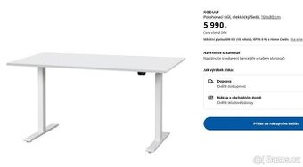 Ikea RODULF Polohovací stůl, elektrický/seda 160x80cm