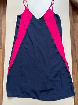 Nové šaty modré s růžovou vsadkou, vel S, Atmosphere