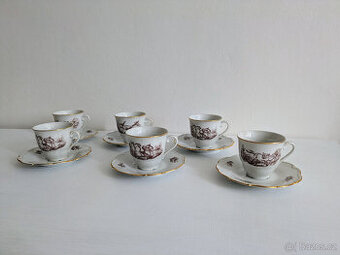 Porcelánová sada 6 šálků s podšálky (Horní Slavkov)