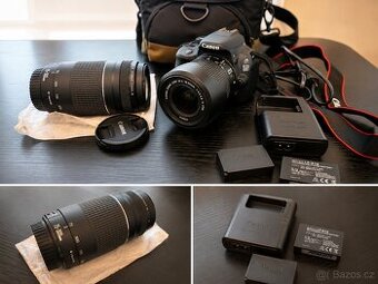 Canon EOS 100D + 2 objektivy + 3 baterie + brašna