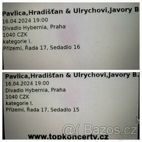 Dvě vstupenky na koncert Hradišťan a Javory 16.4.2024 Prah