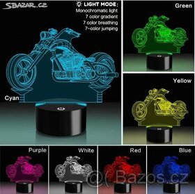 LED lampa Ilusion 3D noční světlo MOTOCYKL