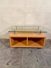 Stůl pod TV sklo+dřevo -80cm/45cm výška 48cm