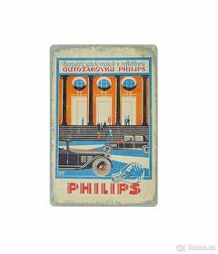 plechová cedule - autožárovka Philips - dobová reklama 1928