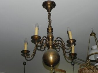 Starý vlámský mosazný lustr