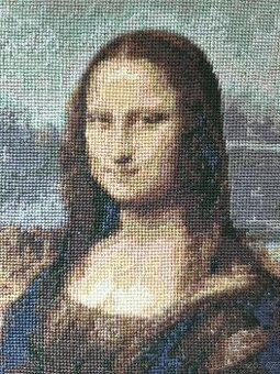 Ručně vyšívaný gobelín Mona Lisa – edice Louvre – nitě DMC