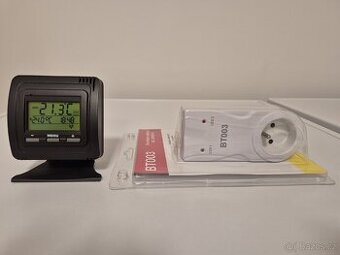 Prostorový bezdrátový termostat se spínací zásuvkou.