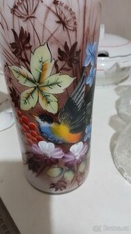 Retro vysoká ručně malovaná váza