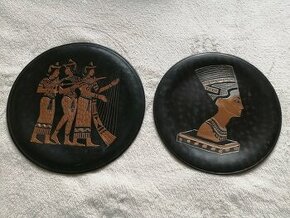 Mosazné ručně ryté talíře dovoz Egypt 4 ks