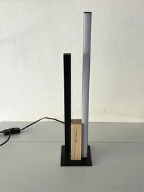 stolní lampička 2x led, černá/dřevo