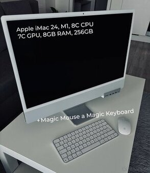 Apple iMac 24 M1 stříbrný, 8GB RAM, 256GB + příslušenství
