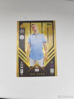 Fotball card of Phil Foden 100 Club edition Match Attax
