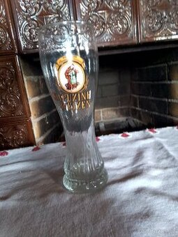 STARÝ SKLENĚNÝ PIVNÍ POHÁR KAPUZINE WEIZEN NEPOŠKOZENÝ