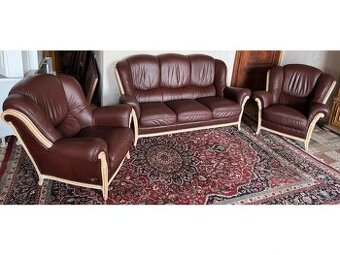 Luxusní italská kožená sedací souprava 3+1+1 zn. NIERI,4334