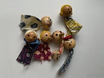 Retro staré dřevěné prstové loutky / maňásci