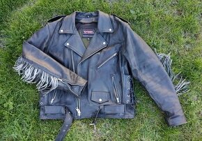 Kožená motorkářská bunda (křivák) - XL