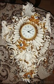 Starožitné luxusní barokní porcelánové Hodiny. Signováno 4x.